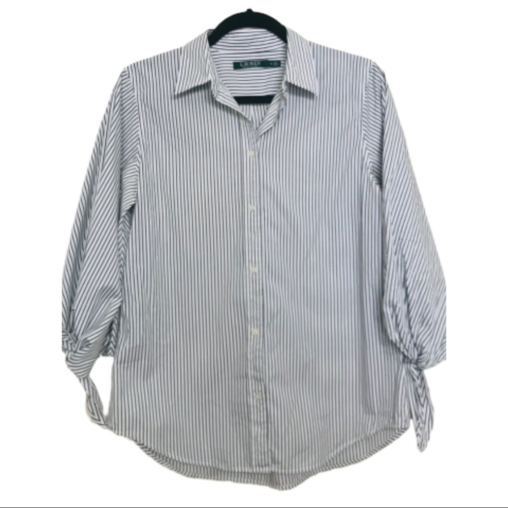 Cotton Shirt - black/white stripes - Size Medium